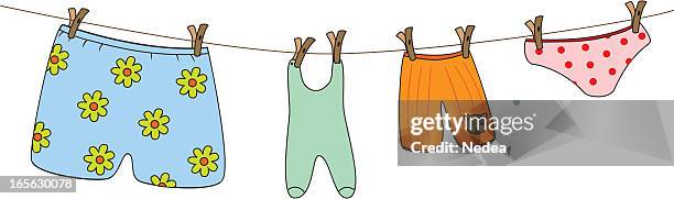 family washing - knickers stock illustrations