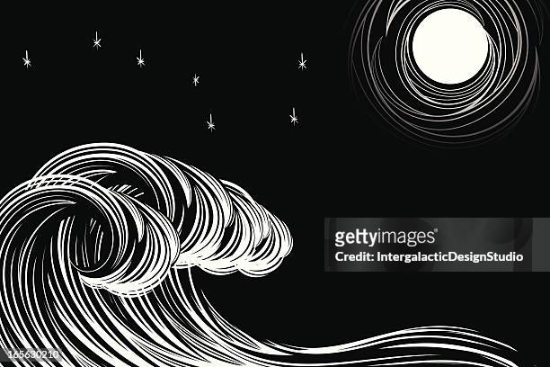 stockillustraties, clipart, cartoons en iconen met moonlit waves - maanlicht