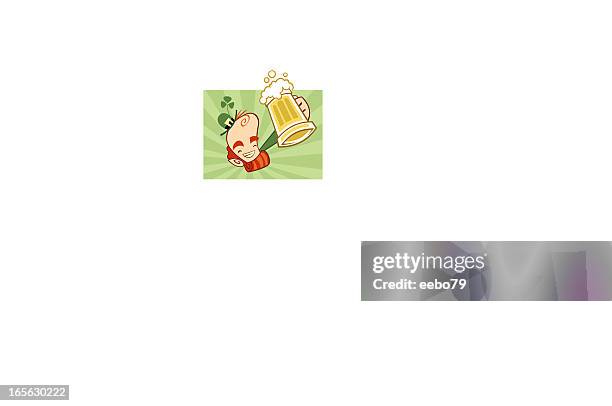 leprechaun holding stein - ginger glasses stock illustrations