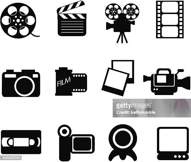 photo film and video icons - videocassette stock illustrations