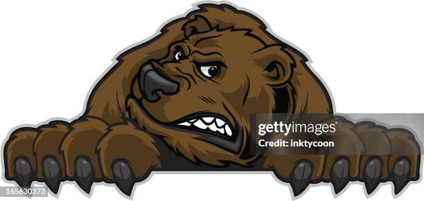 stockillustraties, clipart, cartoons en iconen met bear mascot - bear attacking