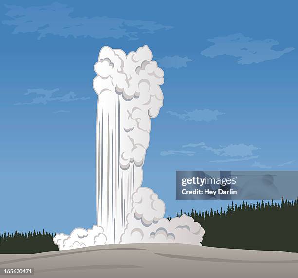 image of geyser phenomenon coming from the earth - geyser stock illustrations