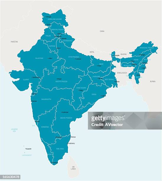 map of india showing provinces - india stock illustrations