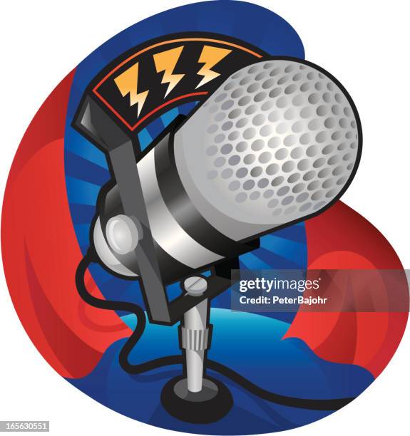 retro microphone - radio studio stock illustrations