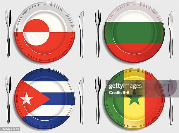 food-greenland-bulgaria-cuba-senegal - senegal meal stock illustrations