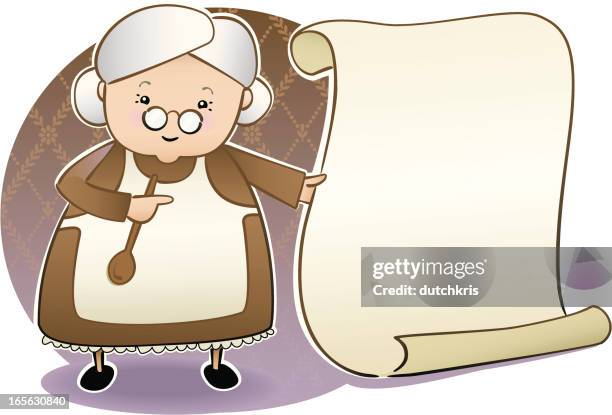 grandma's homemade with outlines - chubby granny stock illustrations