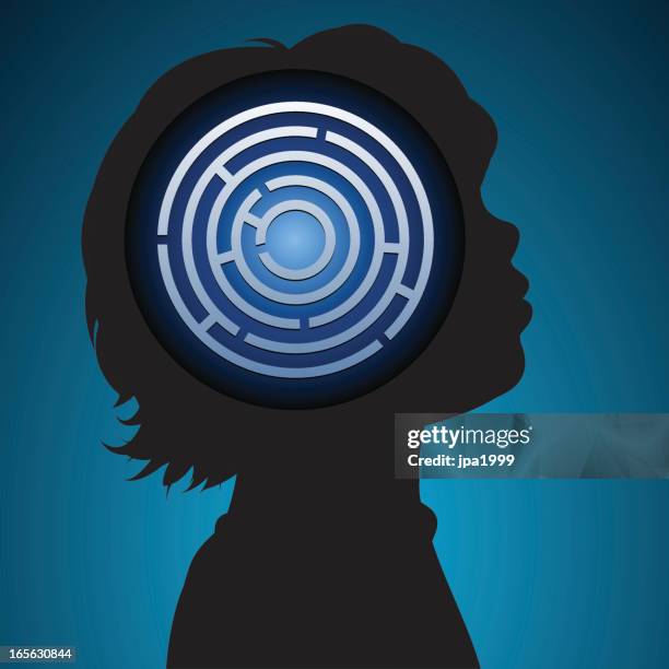 childs mind - brain maze stock illustrations