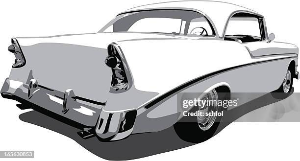 stockillustraties, clipart, cartoons en iconen met vector chevrolet car from 1950's - hot rod car