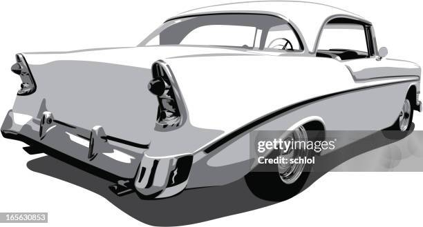 vector chevrolet car from 1950's - 1955 2009 stock illustrations