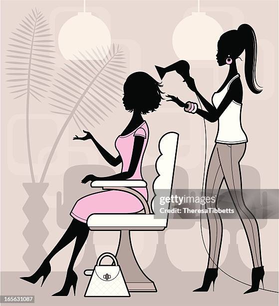 friseur - haare föhnen stock-grafiken, -clipart, -cartoons und -symbole