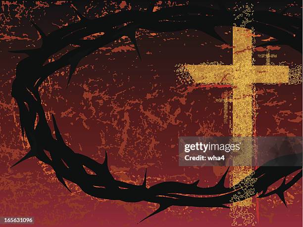 crown and crosses - crucifix stock illustrations