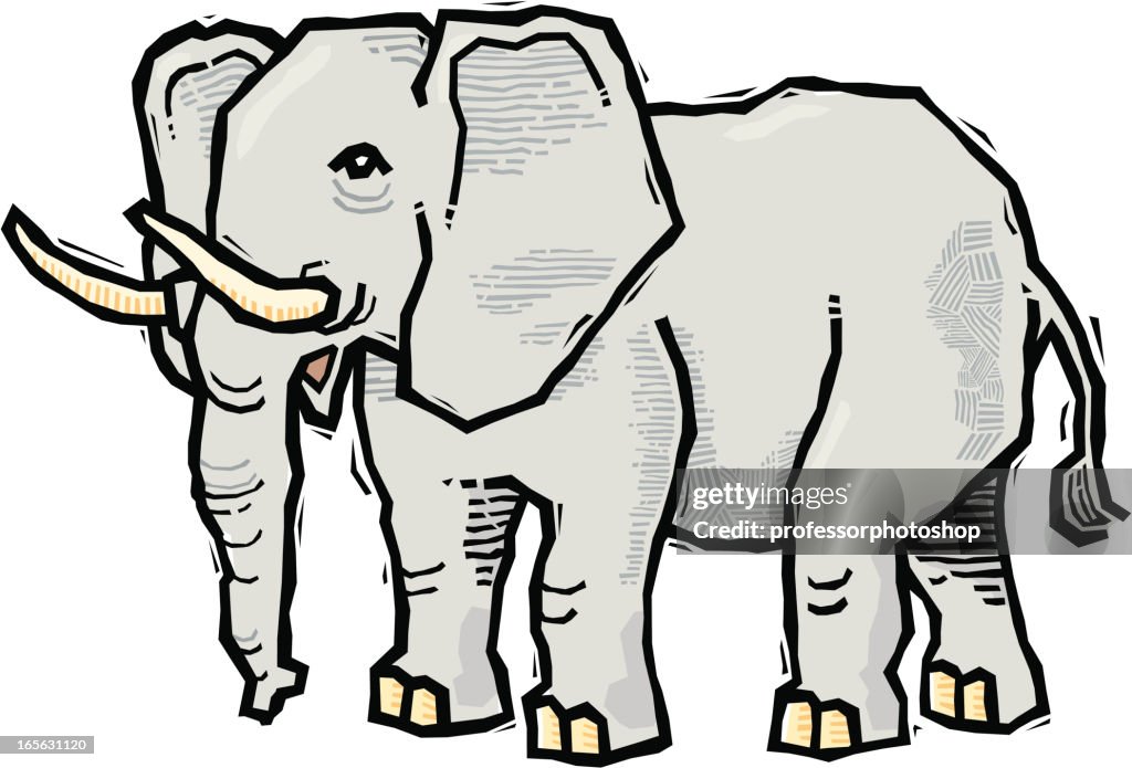 Woodcut Elephant