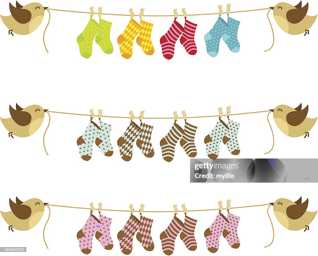 Baby shower greeting socks hanging celebration Vector Image