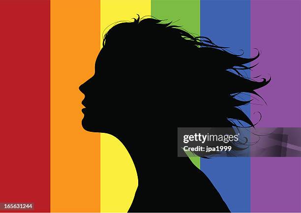 ilustraciones, imágenes clip art, dibujos animados e iconos de stock de chica gay - cabello largo