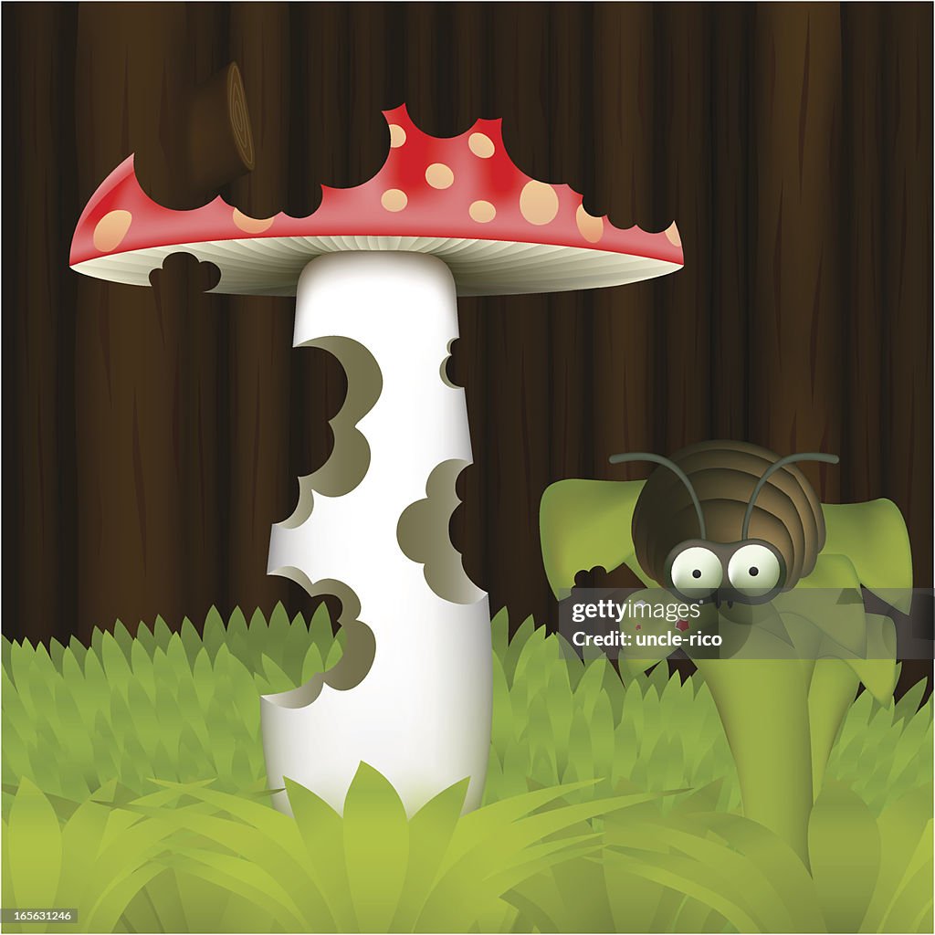 Very greedy bug cartoon character