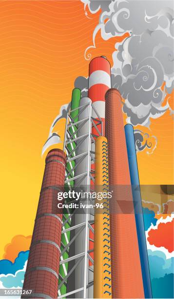smoke stack - factory background stock illustrations