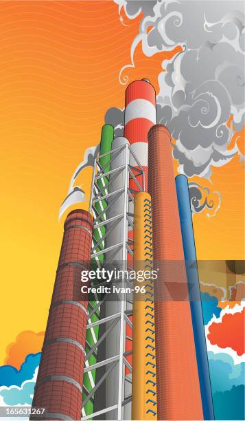 smoke stack - ozone layer stock illustrations