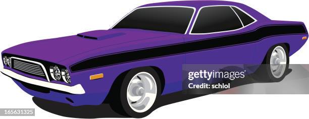 stockillustraties, clipart, cartoons en iconen met dodge challenger from 1973 - klassieke auto
