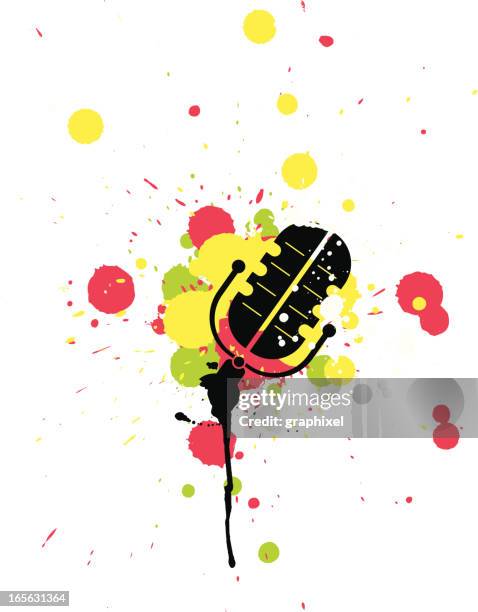 splash microphone icon - microphone drop stock illustrations