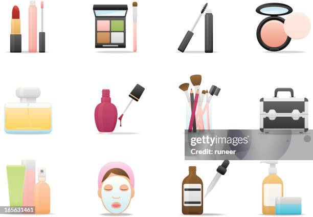 cosmetics & skin care icons | premium matte series - beauty products stock illustrations