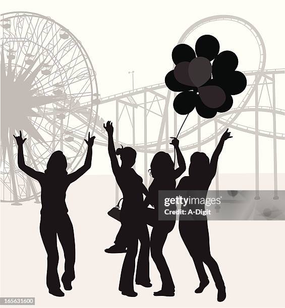 good times vector silhouette - rollercoaster stock illustrations