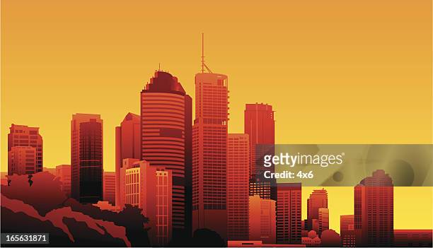 brisbane, australia - brisbane skyline stock illustrations