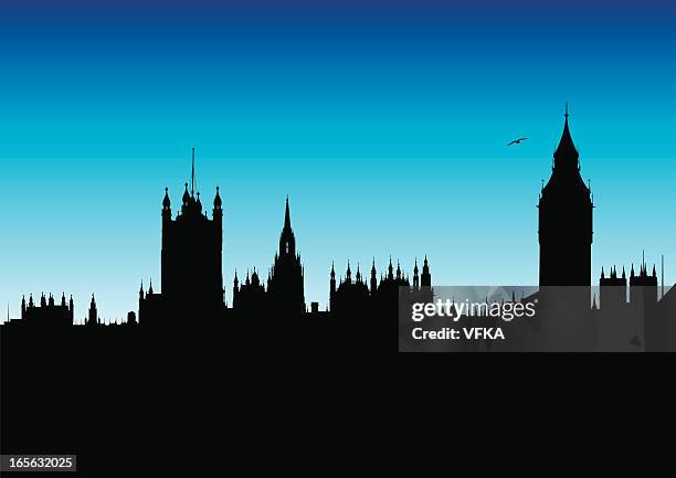 houses of parliament and big ben - palace of westminster stock illustrations
