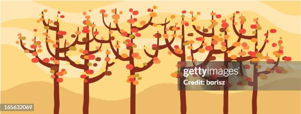 autumn trees - tree line vector stock illustrations