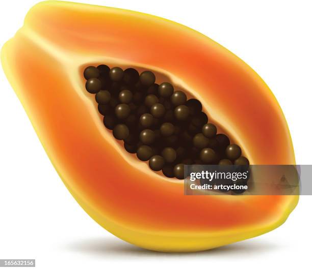 offene schnitt papaya - papaya stock-grafiken, -clipart, -cartoons und -symbole