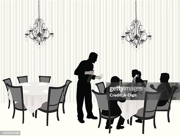 fancy restaurant vector silhouette - foodie stock illustrations