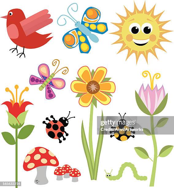 springtime - ladybug larvae stock illustrations