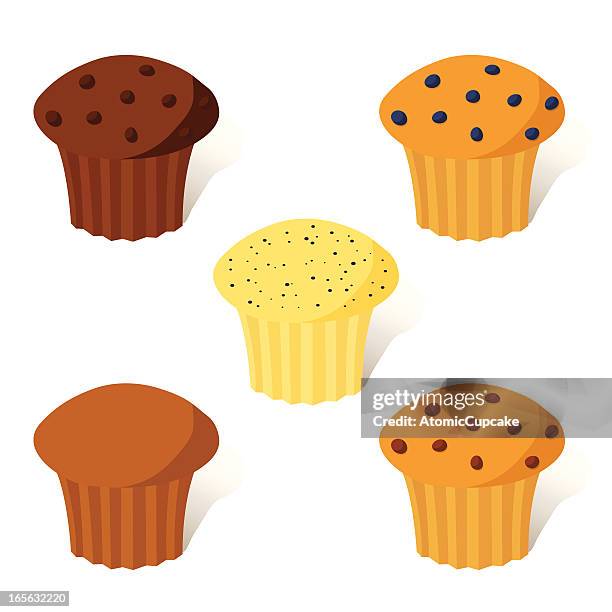 muffins - bran muffin white background stock illustrations