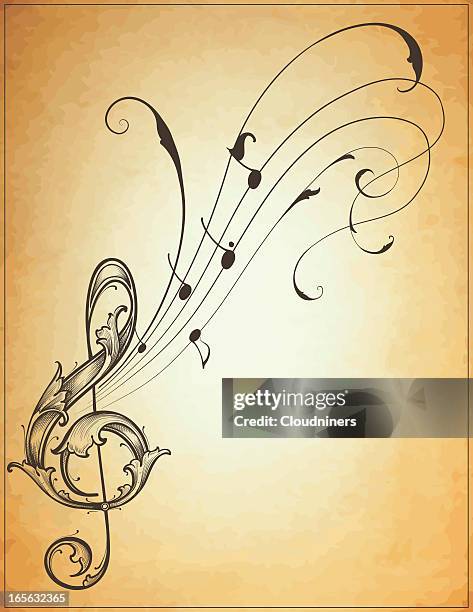 musical flow treble clef - key signature stock illustrations