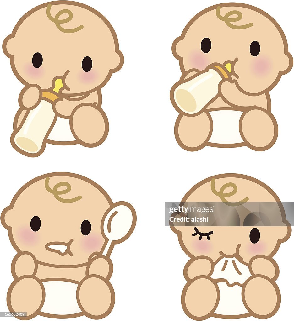 Cute Babies Eating High-Res Vector Graphic - Getty Images