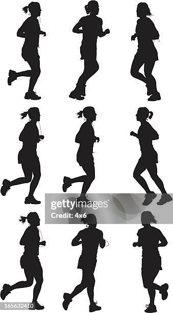 female joggers - trail runner stock illustrations