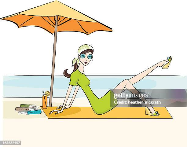 sunbathing - model attitude stock illustrations