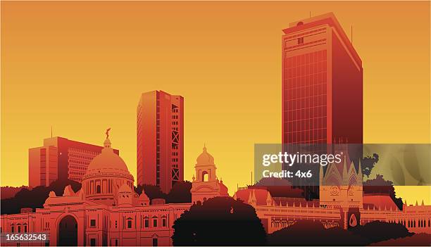 calcutta, india - kolkata city stock illustrations