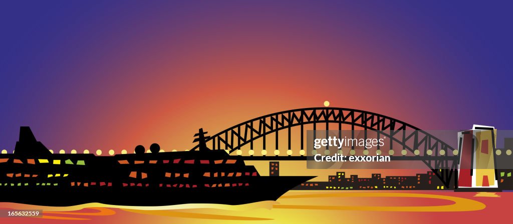 Sydney Harbour Bridge at sunset