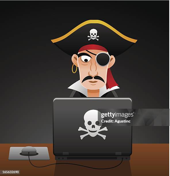 computer pirate - internet piracy stock illustrations