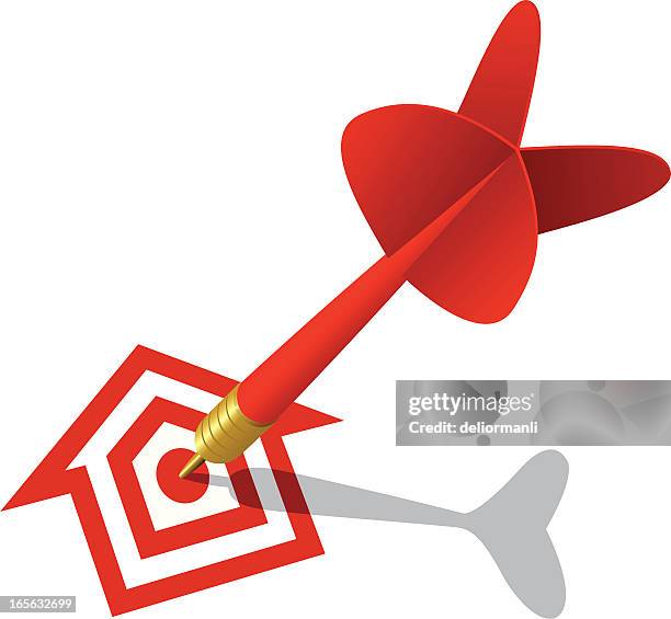 immobilien-konzept - dartscheibe stock-grafiken, -clipart, -cartoons und -symbole