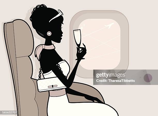 first class travel - airplane first class stock illustrations