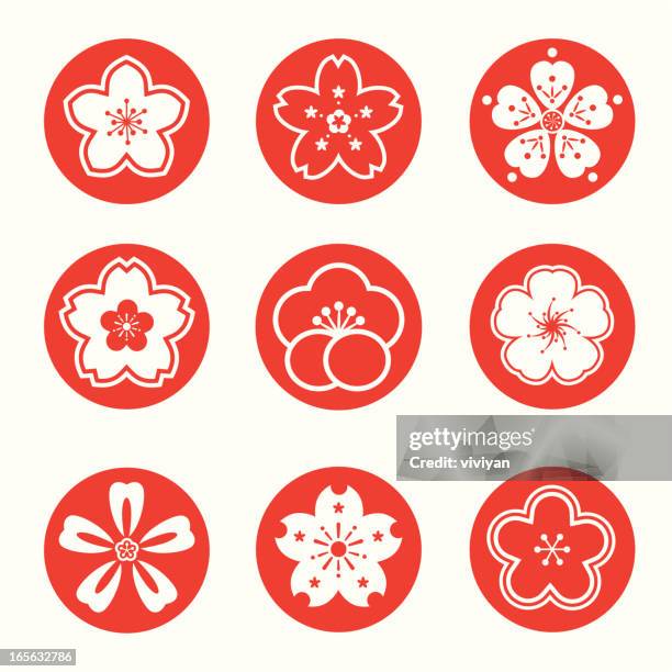 sakura graphic - cherry blossom icon stock illustrations