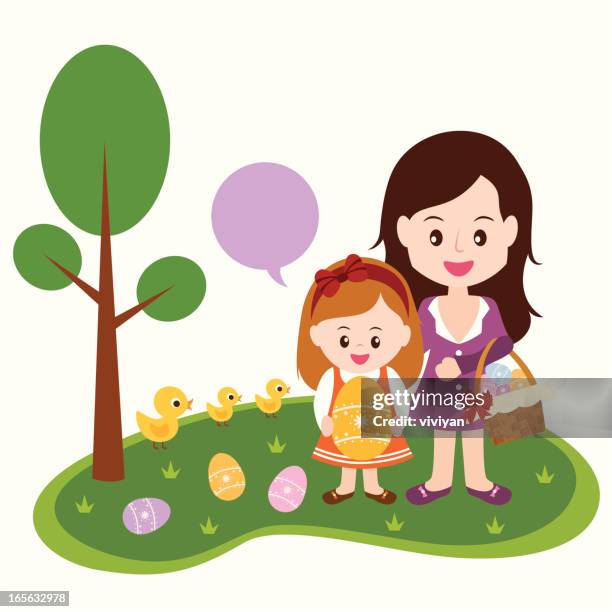 family easter fun - easter family stock illustrations