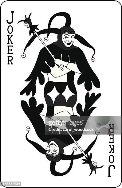 joker playing card black - wild card stock illustrations