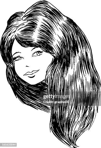 brune - pretty brunette woman cartoon stock-grafiken, -clipart, -cartoons und -symbole