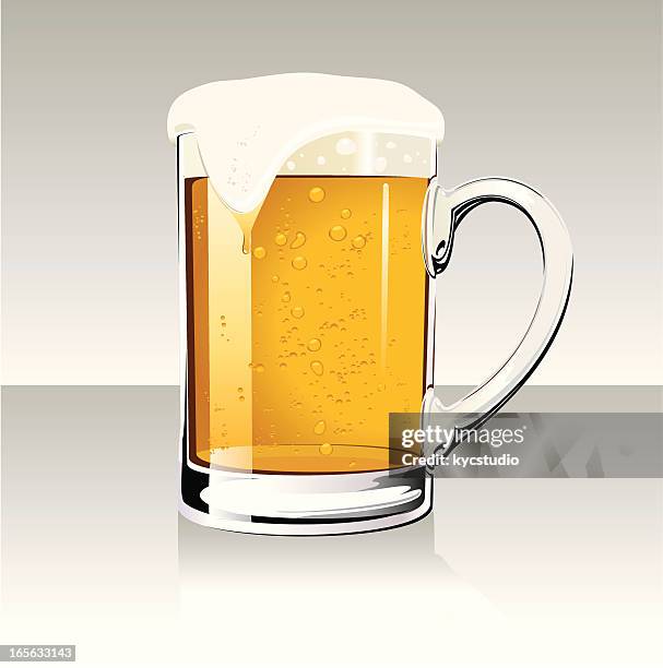 stockillustraties, clipart, cartoons en iconen met overflowing beer mug - bierglas