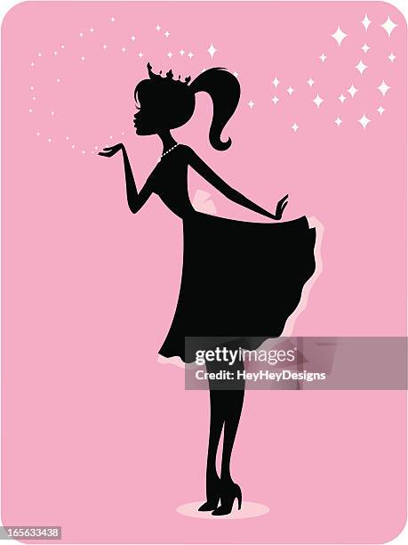princess kisses - ponytail silhouette stock illustrations