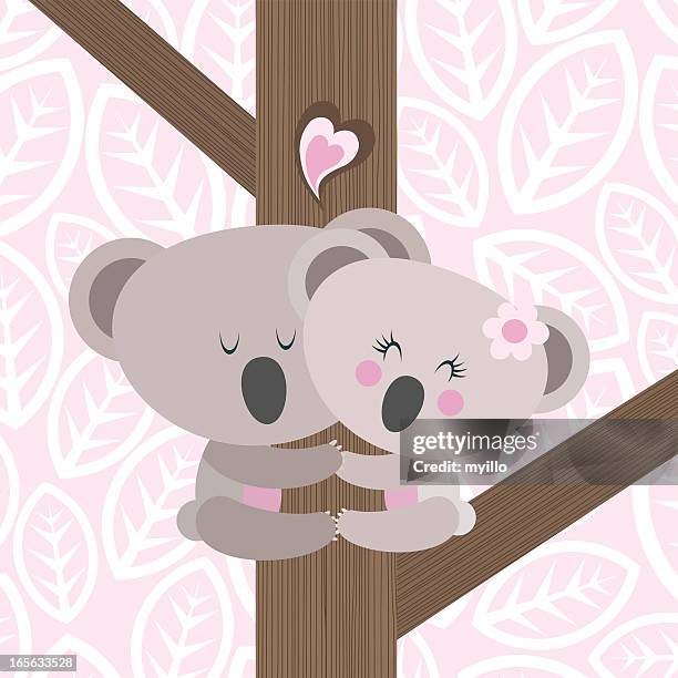 stockillustraties, clipart, cartoons en iconen met koala love climbing illustration vector bear - koala