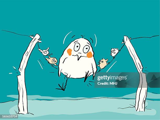 birdbrains - the overoptimist - utility pole broken stock illustrations