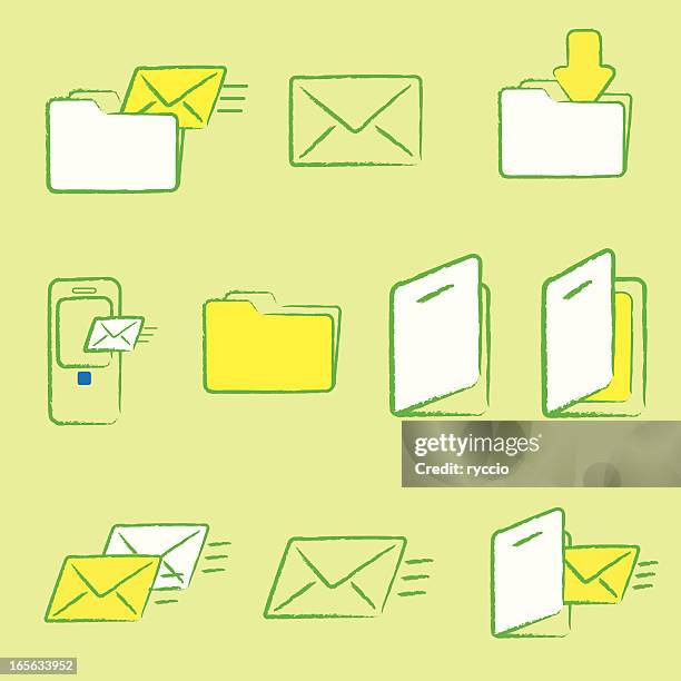 grunge mail and folder icons - send file stock illustrations